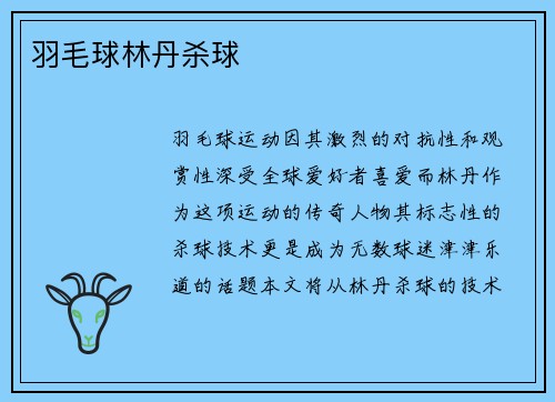 羽毛球林丹杀球